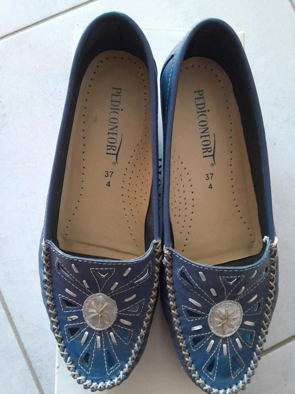 Mocassins com plataforma em couro azul Pediconfort - Tamanho 37 – photo 4
